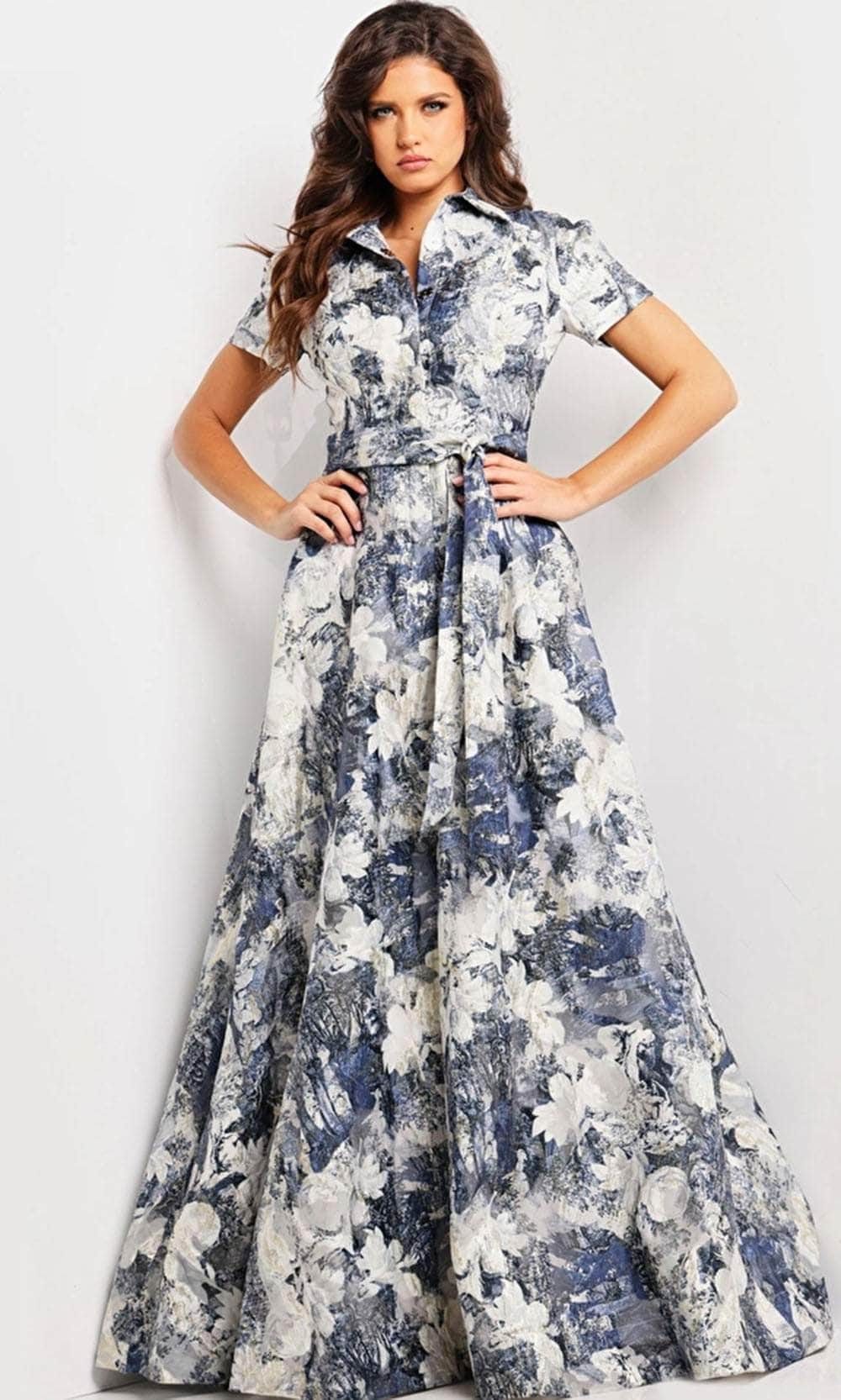 Image of Jovani 25664 - Short Sleeve Printed Dress