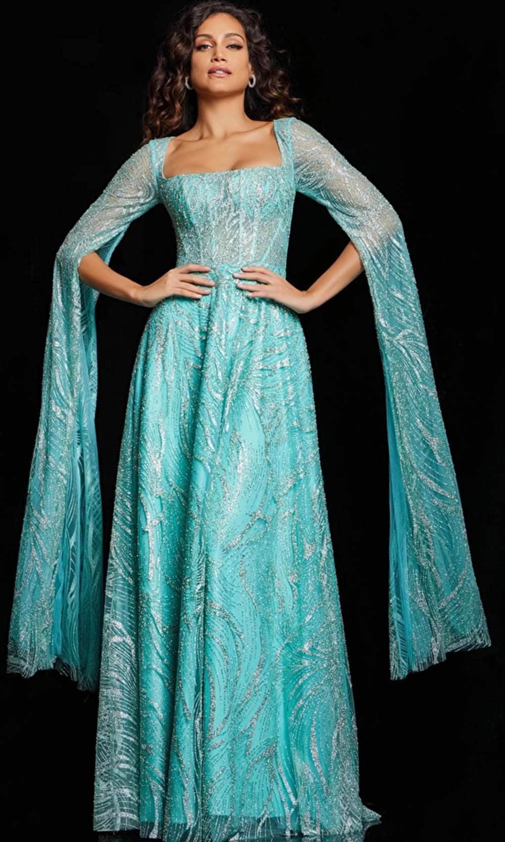 Image of Jovani 25811 - Glitter Print A-Line Evening Dress