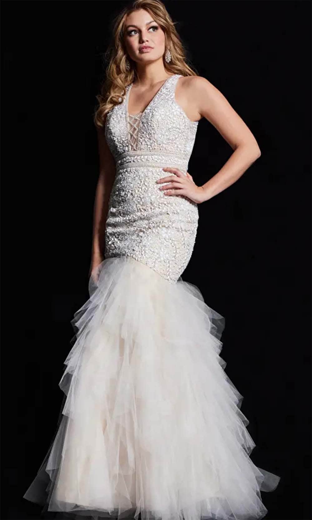 Image of Jovani 25854 - Sleeveless Mermaid Prom Dress