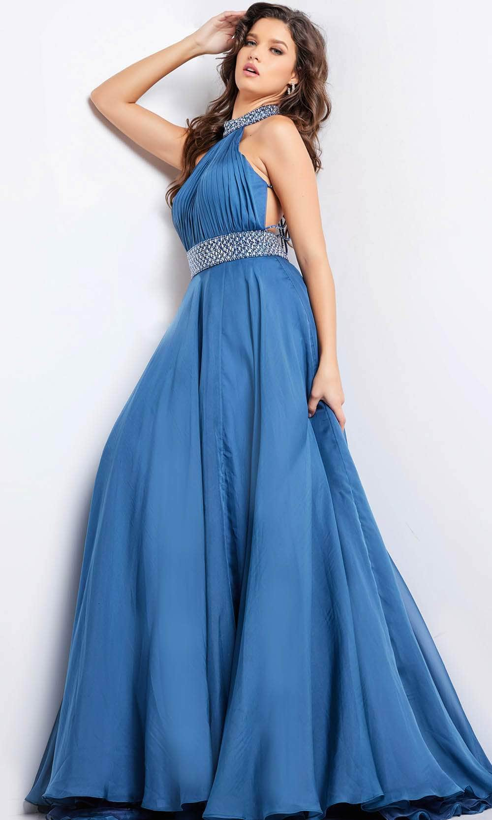 Image of Jovani 36749 - Halter Ruched Prom Gown