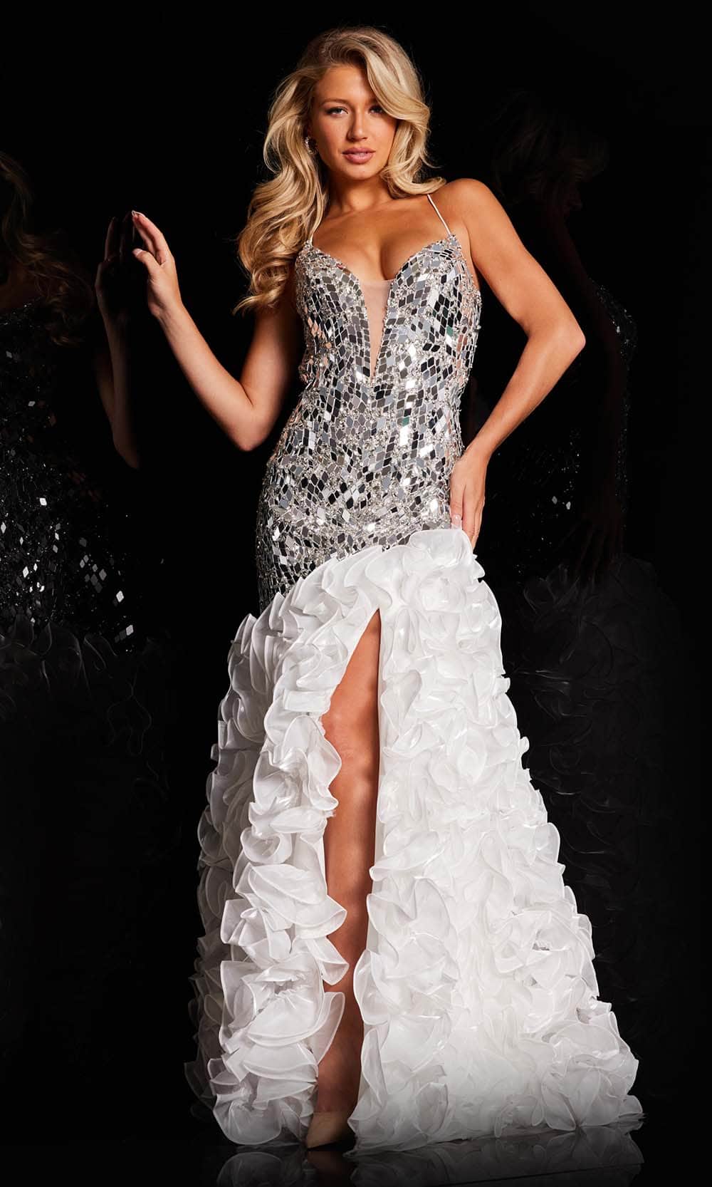 Image of Jovani 37588 - Ruffle Trumpet Prom Gown