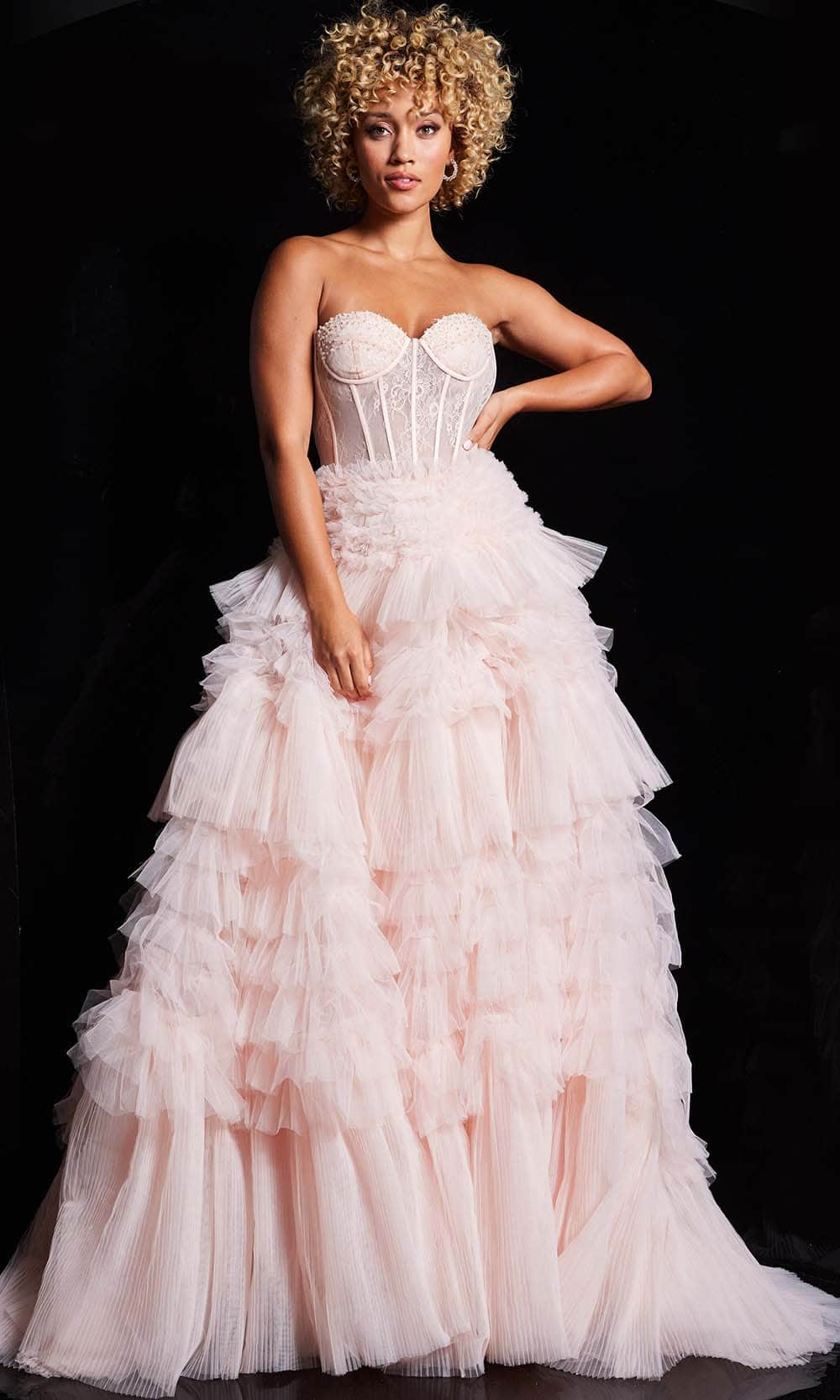 Image of Jovani 38540 - Strapless Ruffle Ballgown