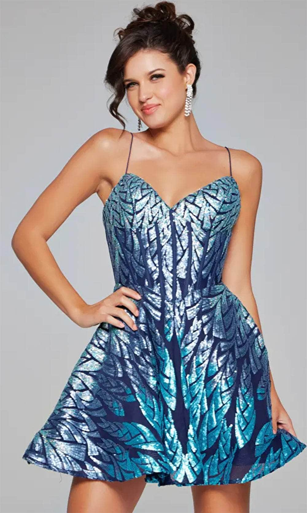 Image of Jovani 39928 - Corset Bodice Sleeveless Cocktail Dress