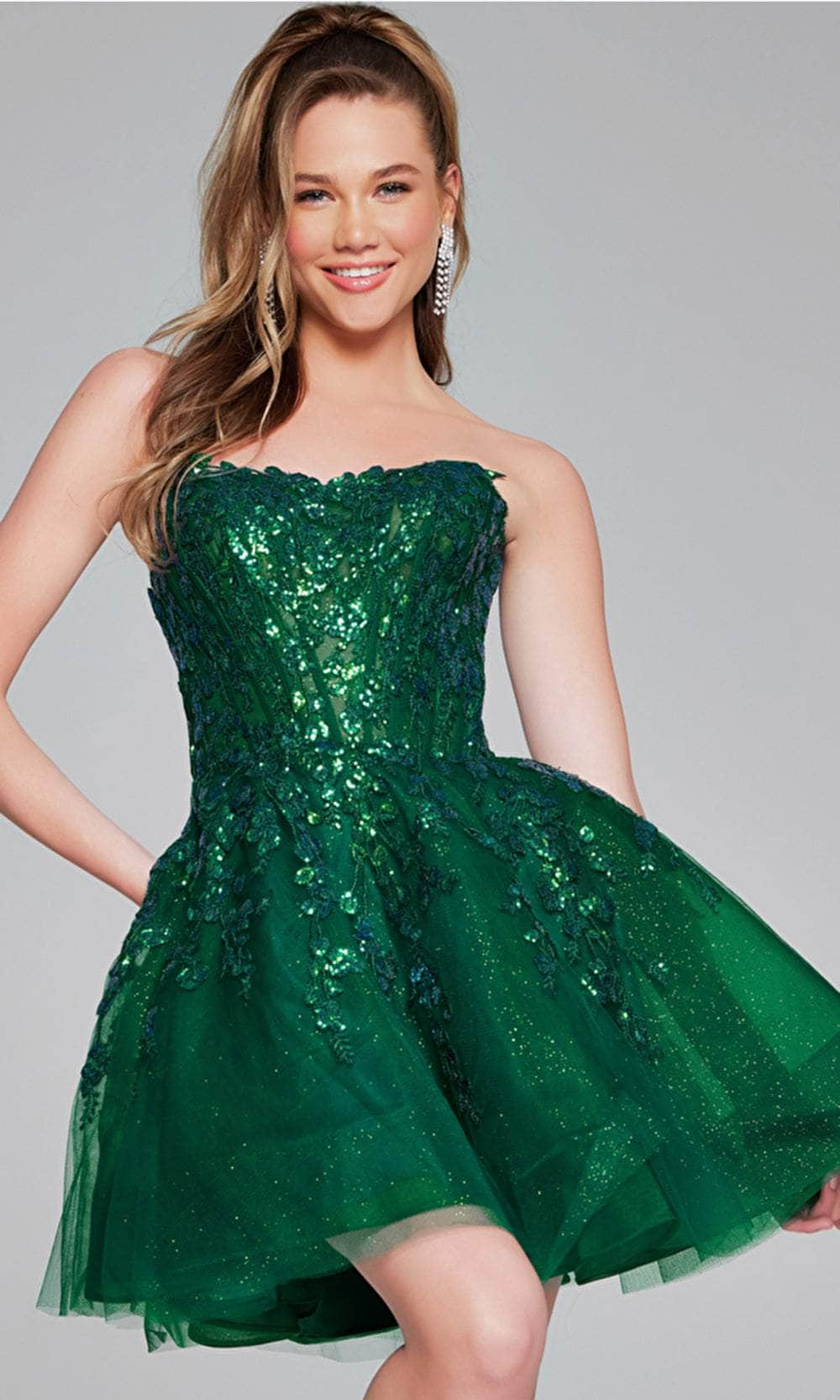 Image of Jovani 40385 - Strapless Embroidered Cocktail Dress