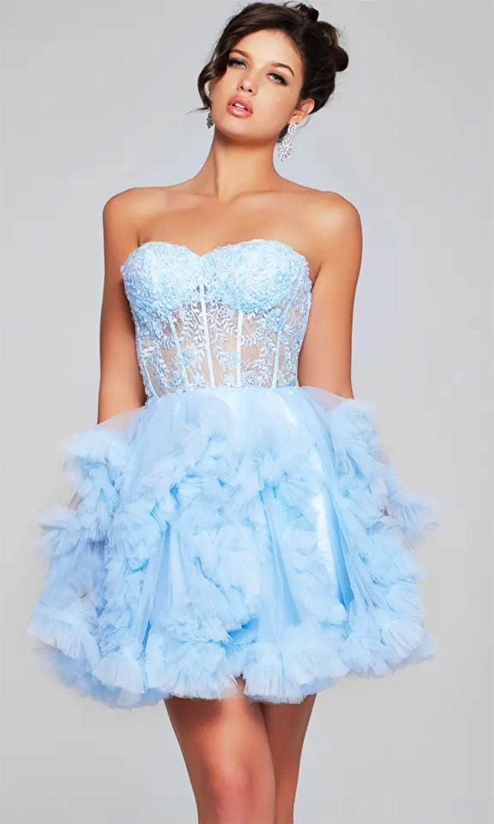 Image of Jovani 40628 - Ruffle Detailed Cocktail Dress