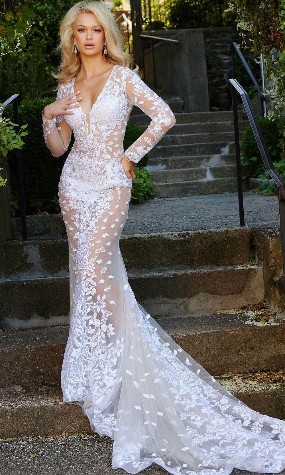 Image of Jovani Bridal JB06861 - Illusion Mermaid Bridal Gown