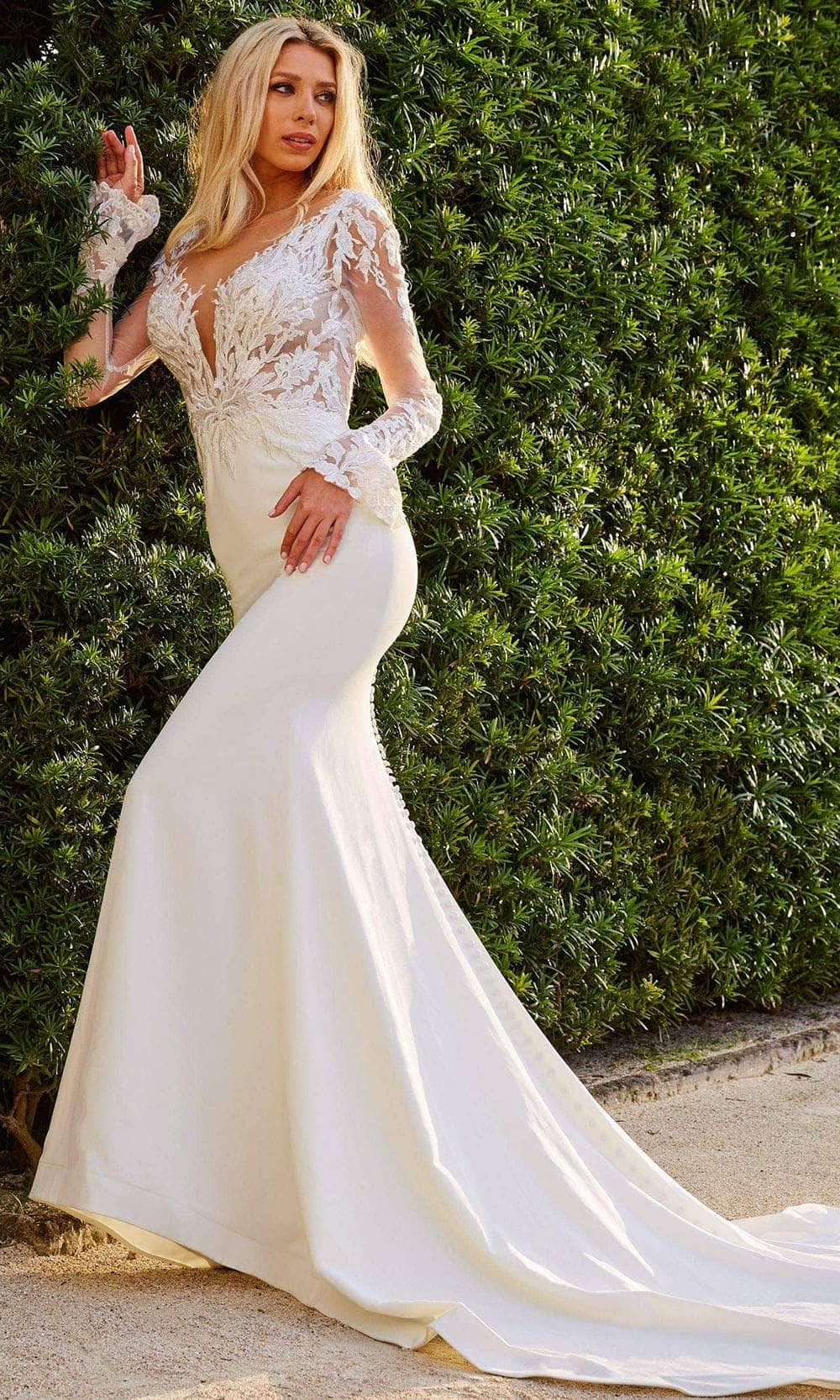 Image of Jovani Bridal JB07632 - Long Sleeve Embroidered Bridal Gown