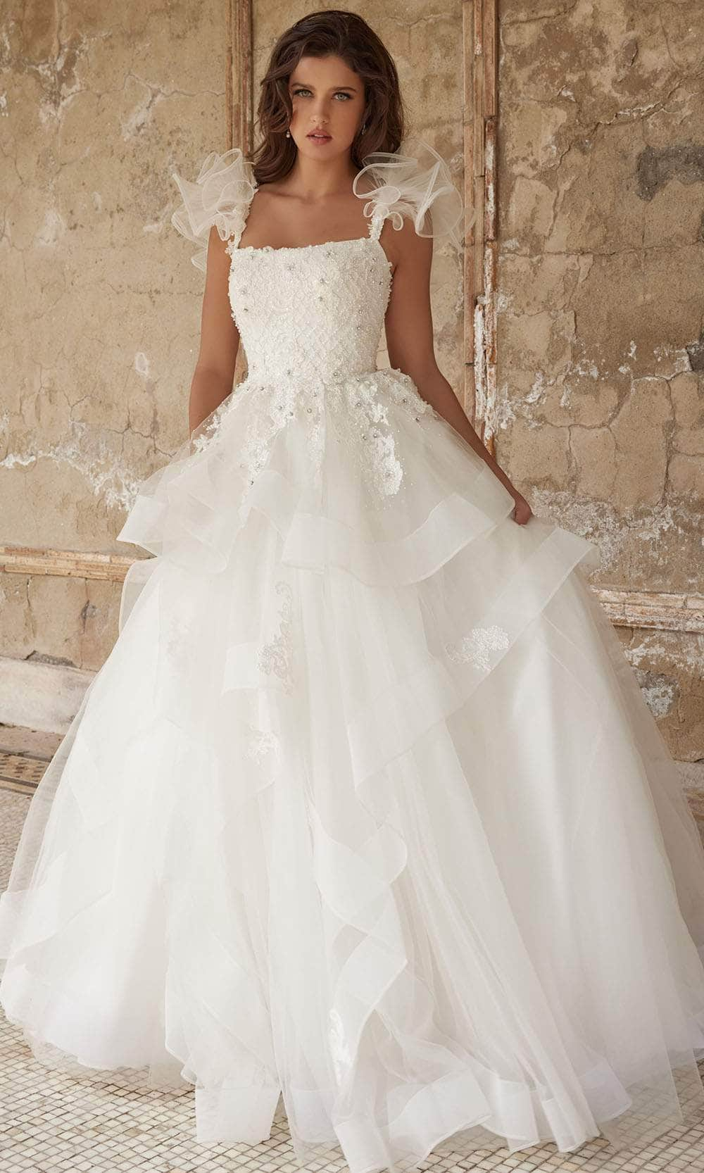 Image of Jovani Bridal JB37575 - Square Ruffled Bridal Ballgown