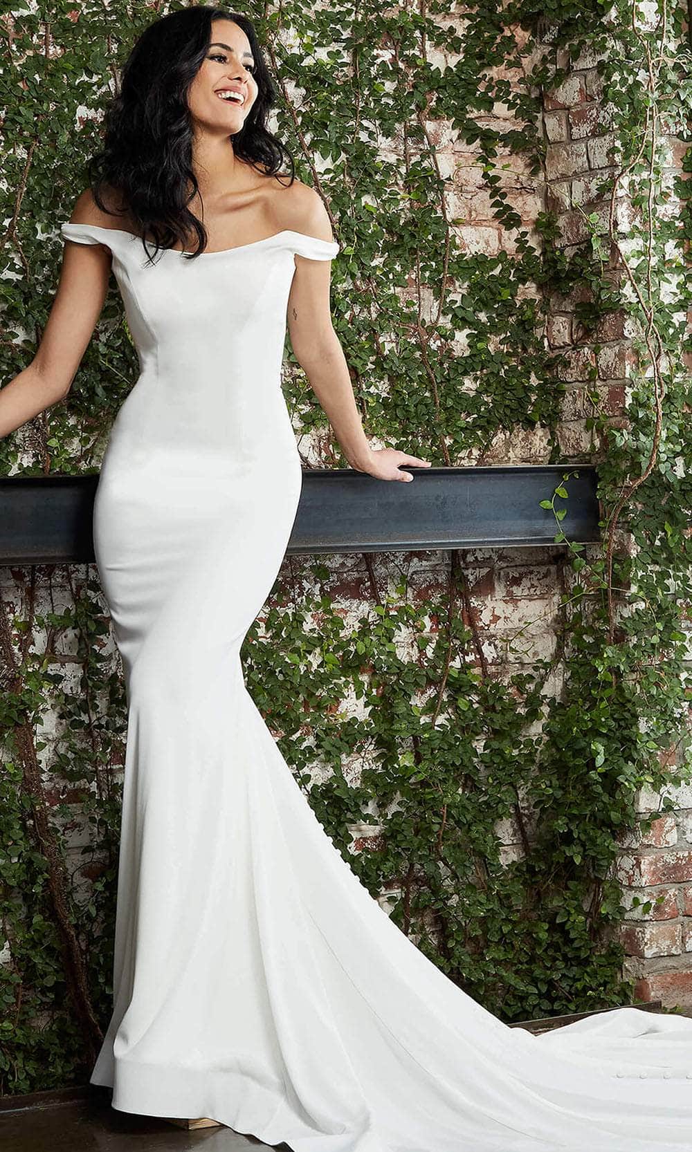 Image of Jovani Bridal S05489 - Scoop Buttons Back Bridal Gown