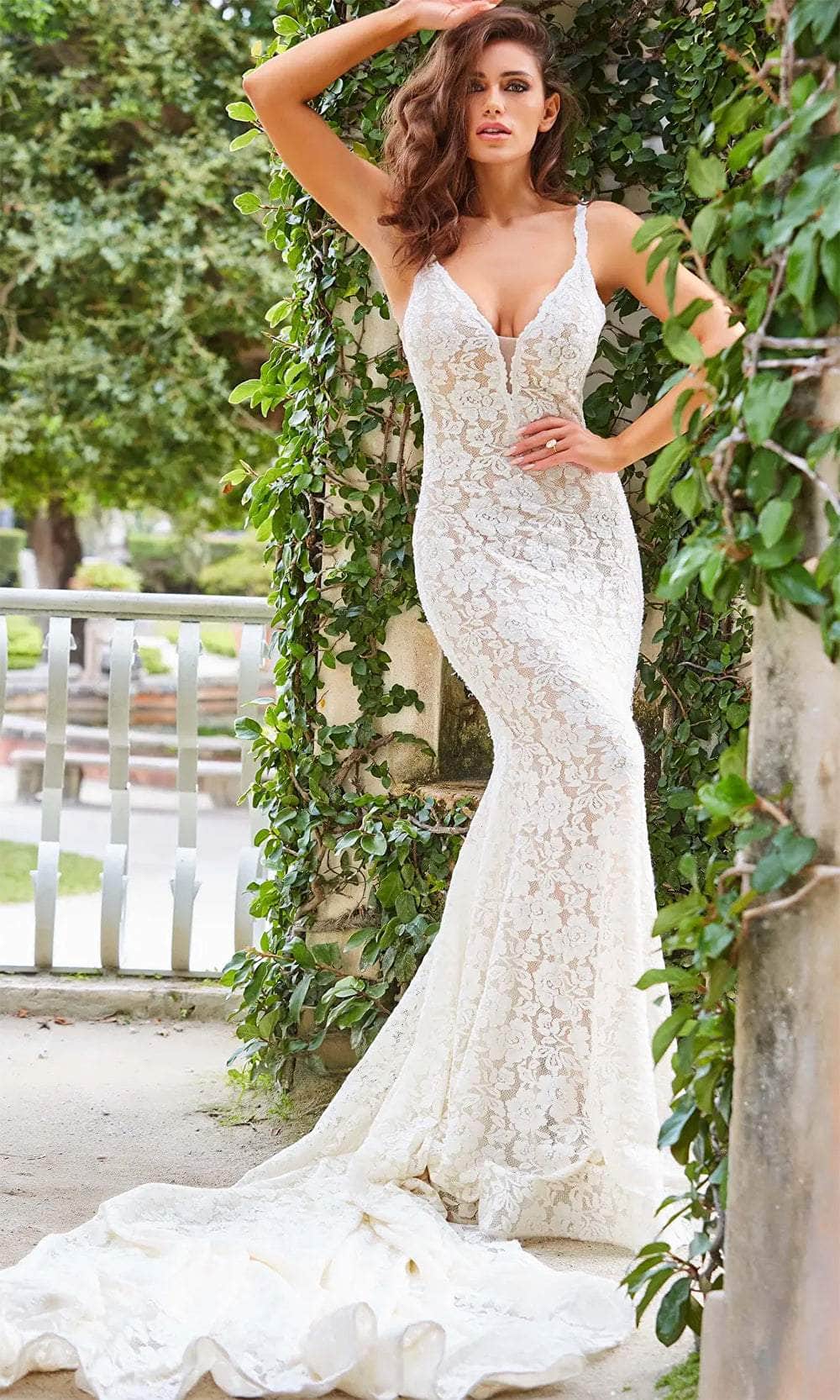 Image of Jovani JB03864 - Beaded Lace Bridal Gown