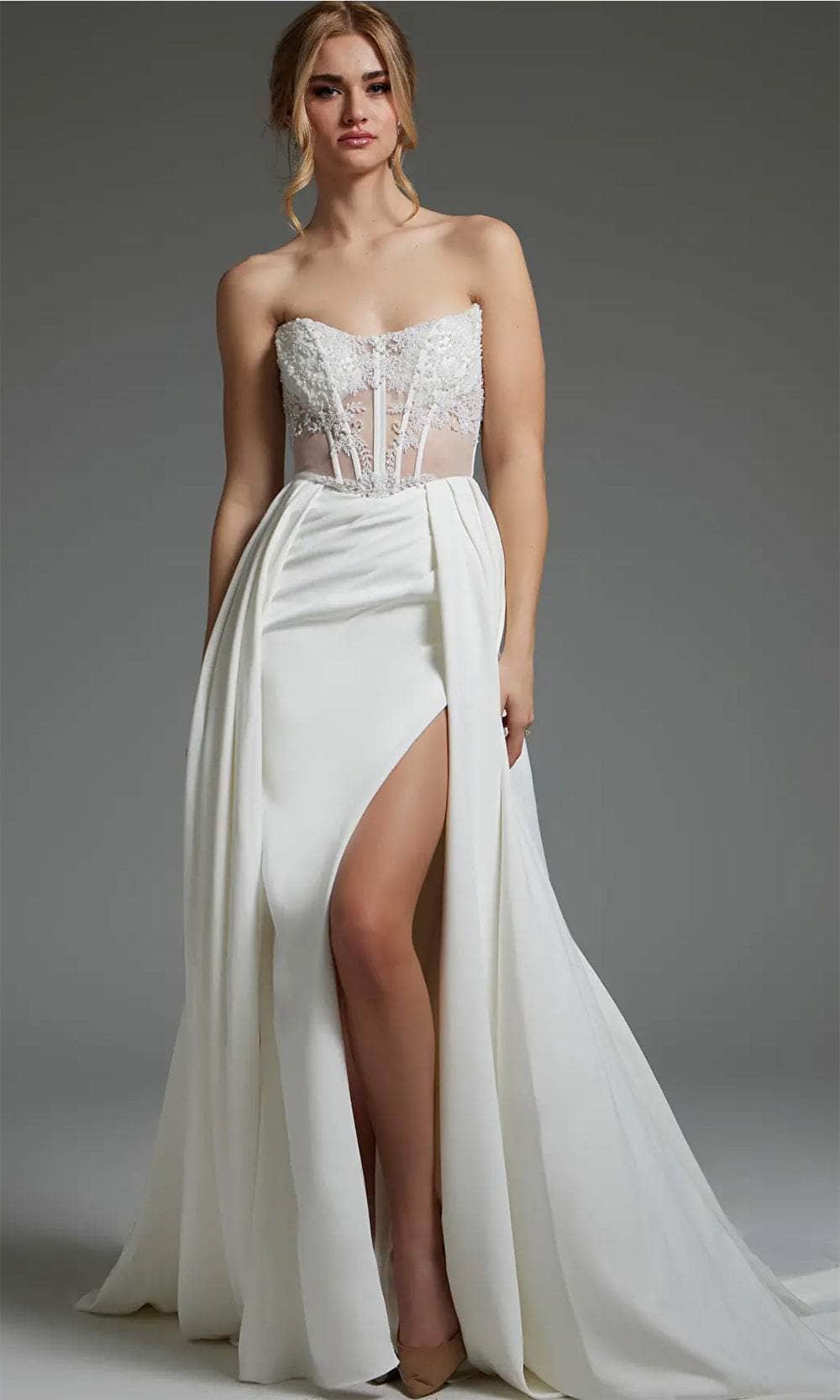 Image of Jovani JB37128 - Corset Overskirt Bridal Gown