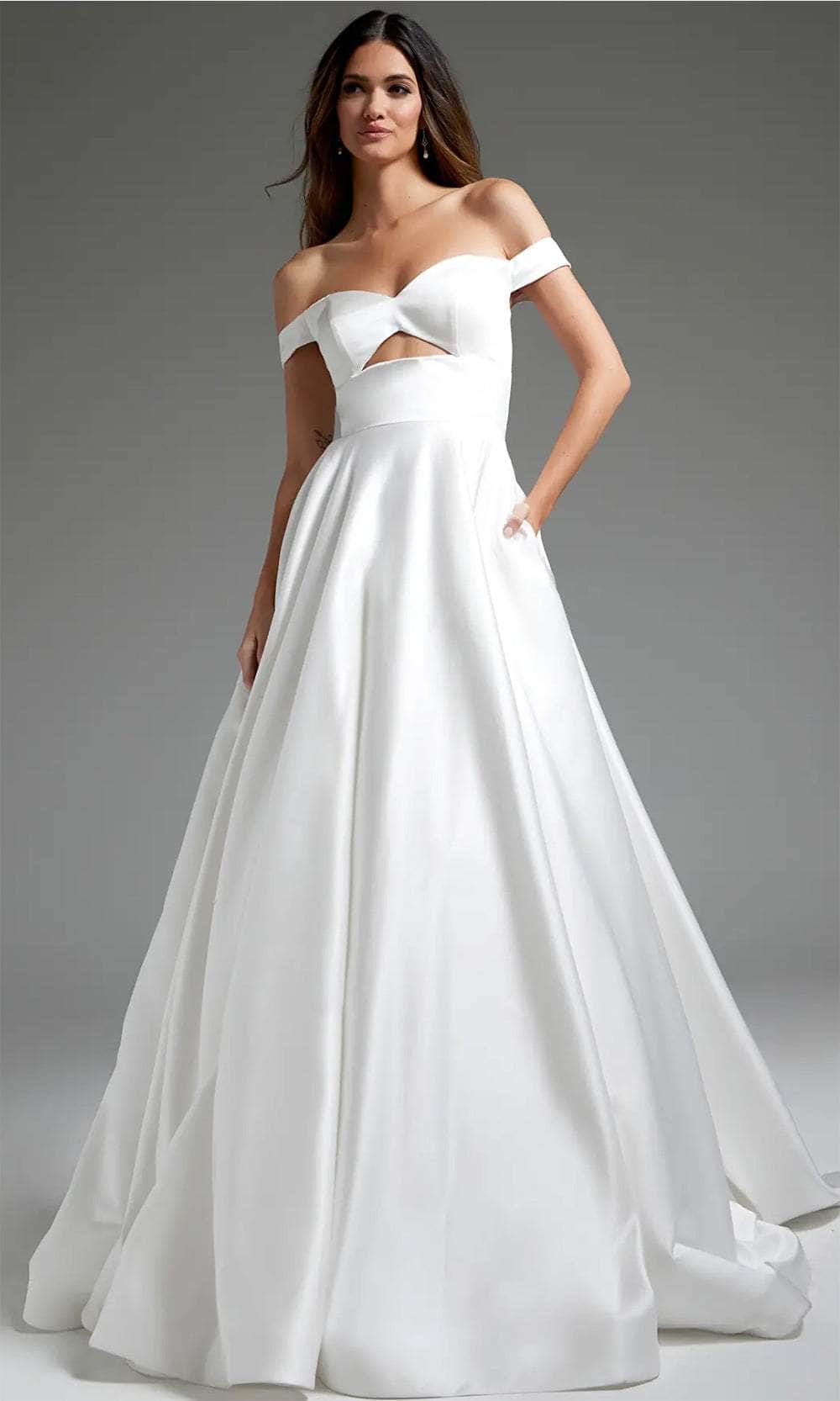 Image of Jovani JB42626 - Off Shoulder Front Cutout Bridal Gown