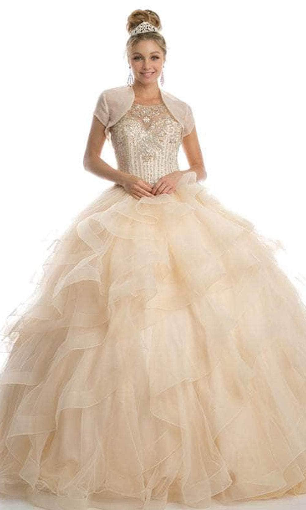 Image of Juliet Dresses 1423 - Ruffled Beaded Scoop Quinceanera Gown