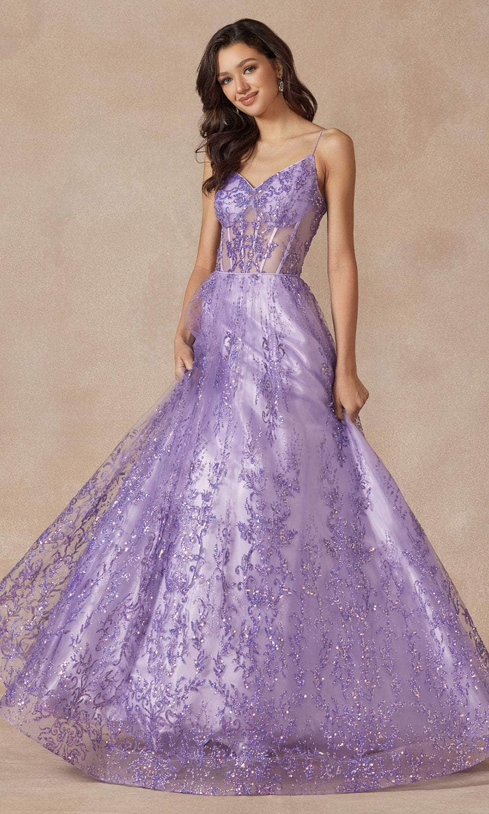 Image of Juliet Dresses 2414 - Sleeveless Glitter Embellished Ballgown