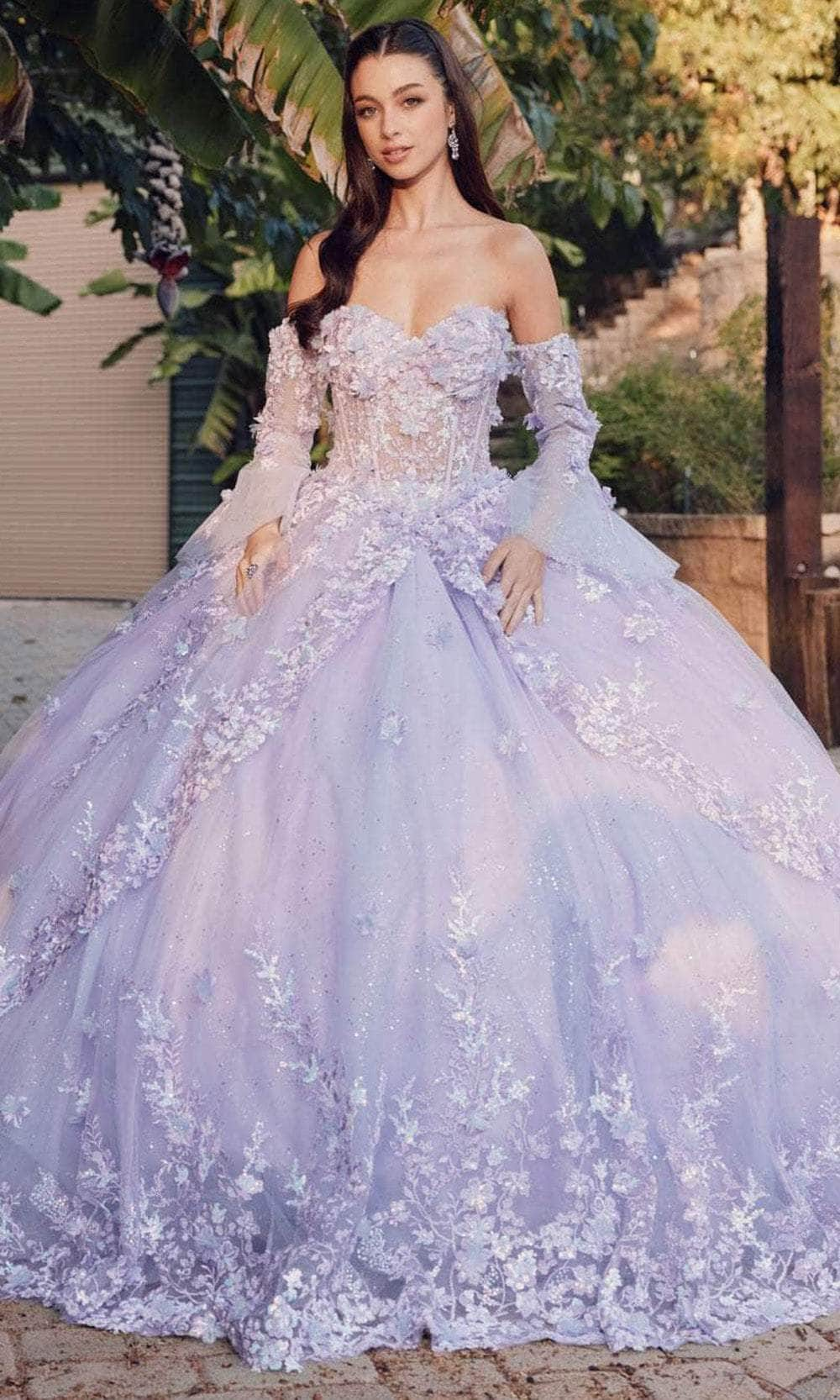 Image of Juliet Dresses JT1459J - Corset Bodice Floral Embellished Ballgown