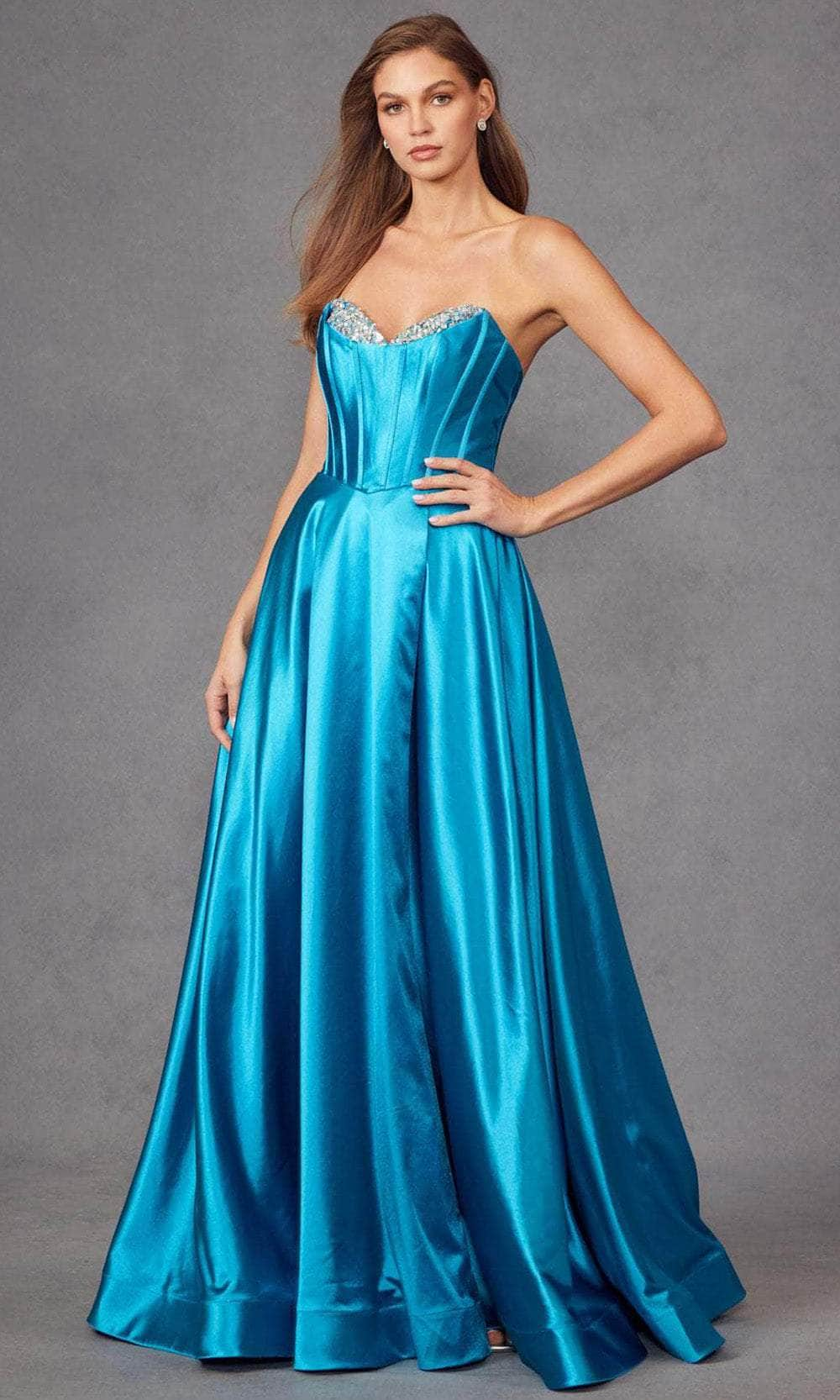 Image of Juliet Dresses JT2435A - Strapless Embellished Prom Dress