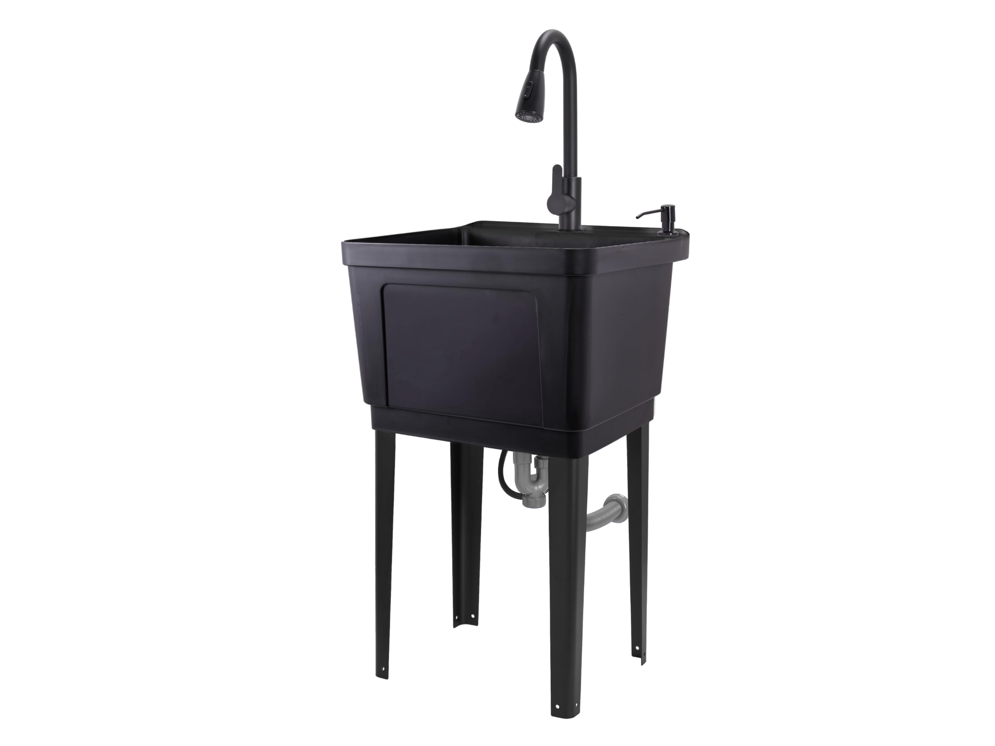 Image of Jumbl Freestanding Utility Sink with Pull-Down Faucet Iron Legs Black ID 843812182256