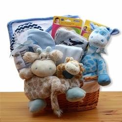 Image of Jungle Safari New Baby Blue Gift Basket