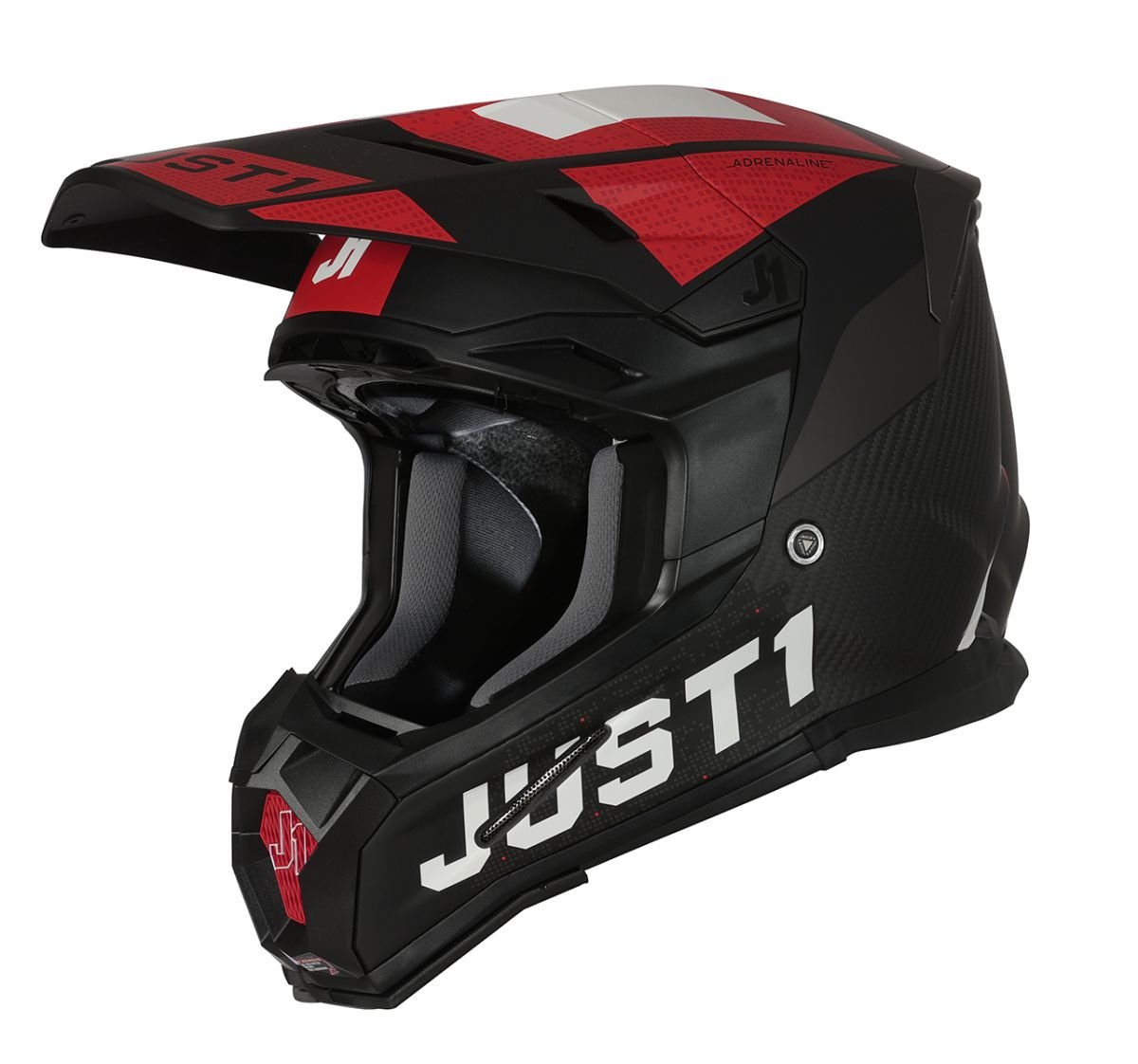 Image of Just1 Helmet J-22 Adrenaline Red White Carbon Matt Offroad Helmet Size XL EN