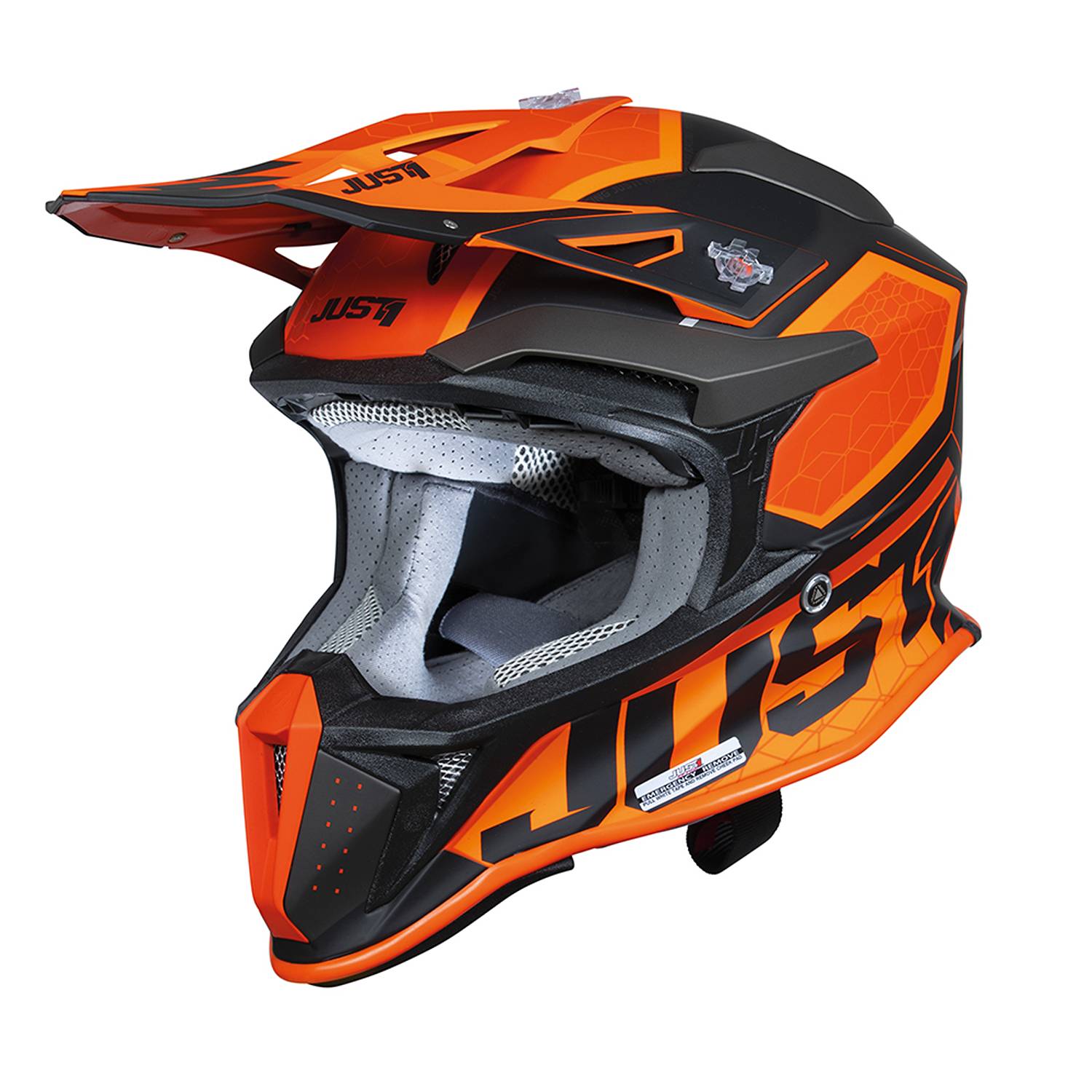Image of Just1 J18-F Hexa Orange Black Matt Offroad Helmet Size L ID 8055774027359