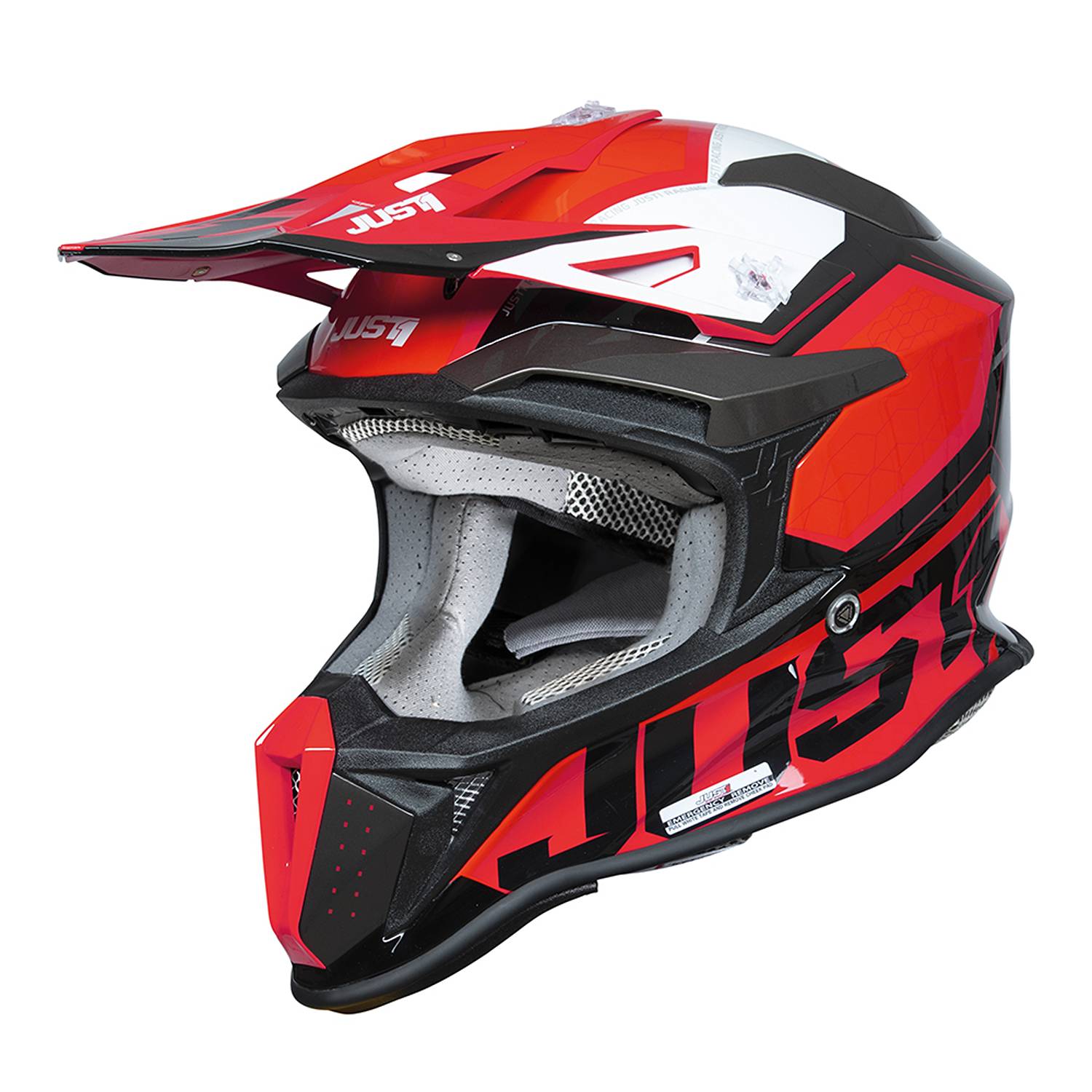 Image of Just1 J18-F Hexa Red White Black Matt Offroad Helmet Size XL ID 8055774027243