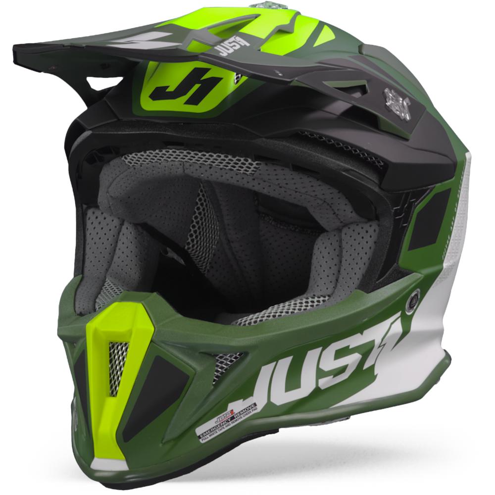 Image of Just1 J18 MIPS Pulsar Army Green Black Offroad Helmet Size M ID 8054329237199