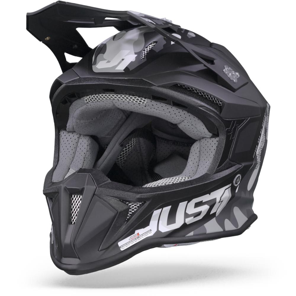 Image of Just1 J18 MIPS Pulsar Grey Camo Black Offroad Helmet Size XL ID 8054329237151