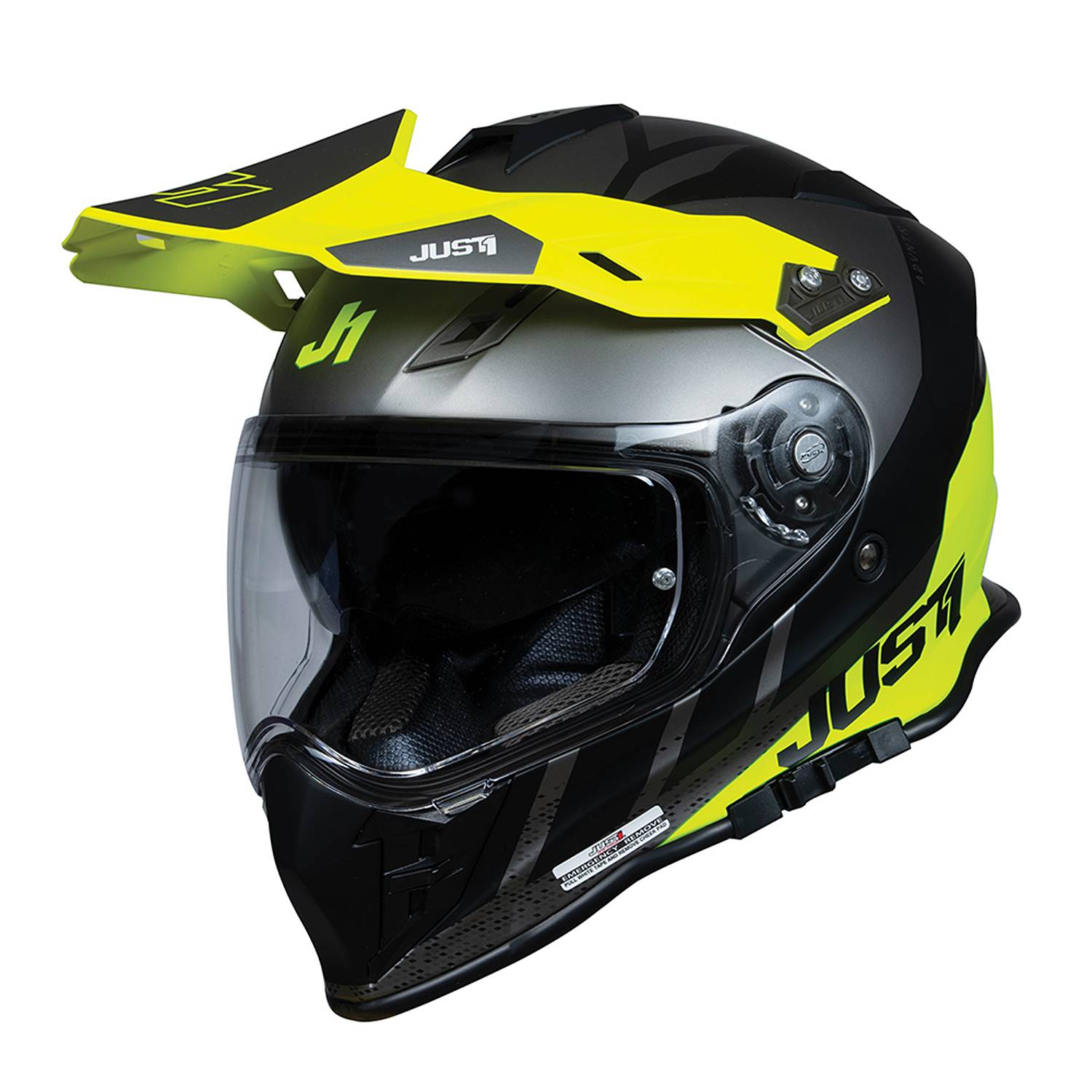 Image of Just1 J34 Pro Outerspace Yellow Fluo Titanium Adventure Helmet Size L ID 8055774027953