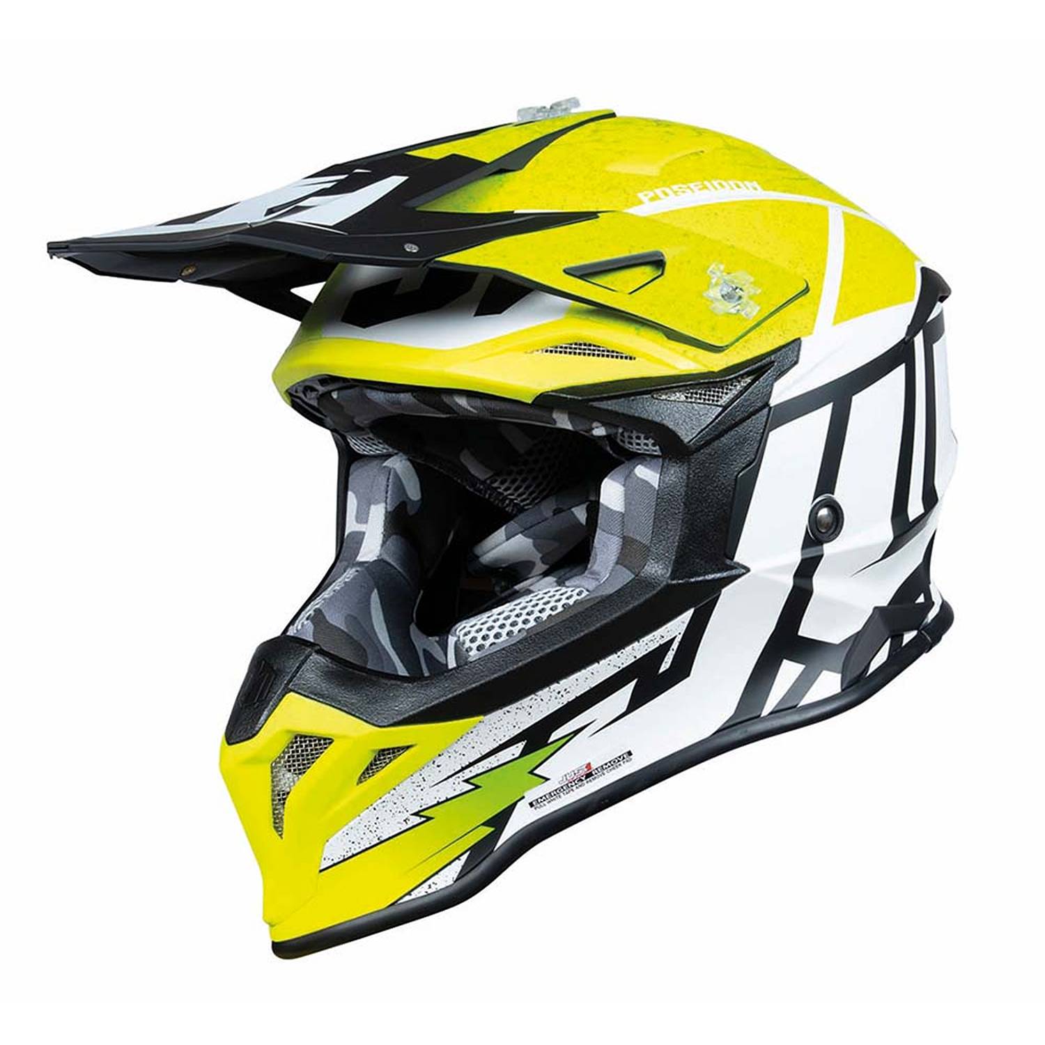 Image of Just1 J39 Poseidon Yellow Black White Matt Offroad Helmet Size XL ID 8055774027540
