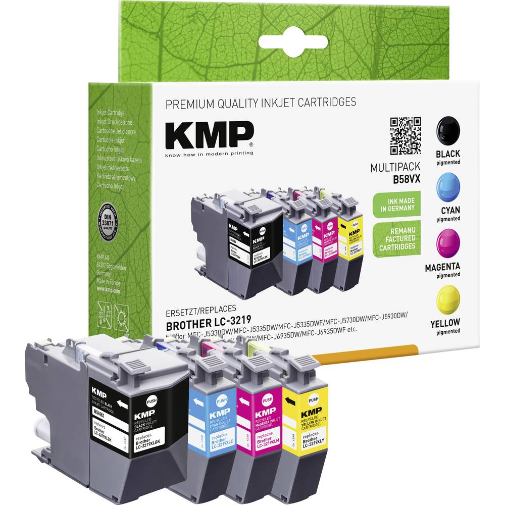 Image of KMP Ink replaced Brother LC-3219XLBK LC-3219XLC LC-3219XLM LC-3219XLY Compatible Set Black Cyan Magenta Yellow