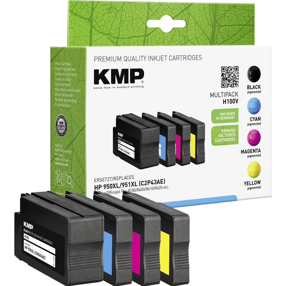 Image of KMP Ink replaced HP 950XL 951XL C2P43AE CN045AE CN046AE CN047AE CN048AE Compatible Set Black Cyan Magenta