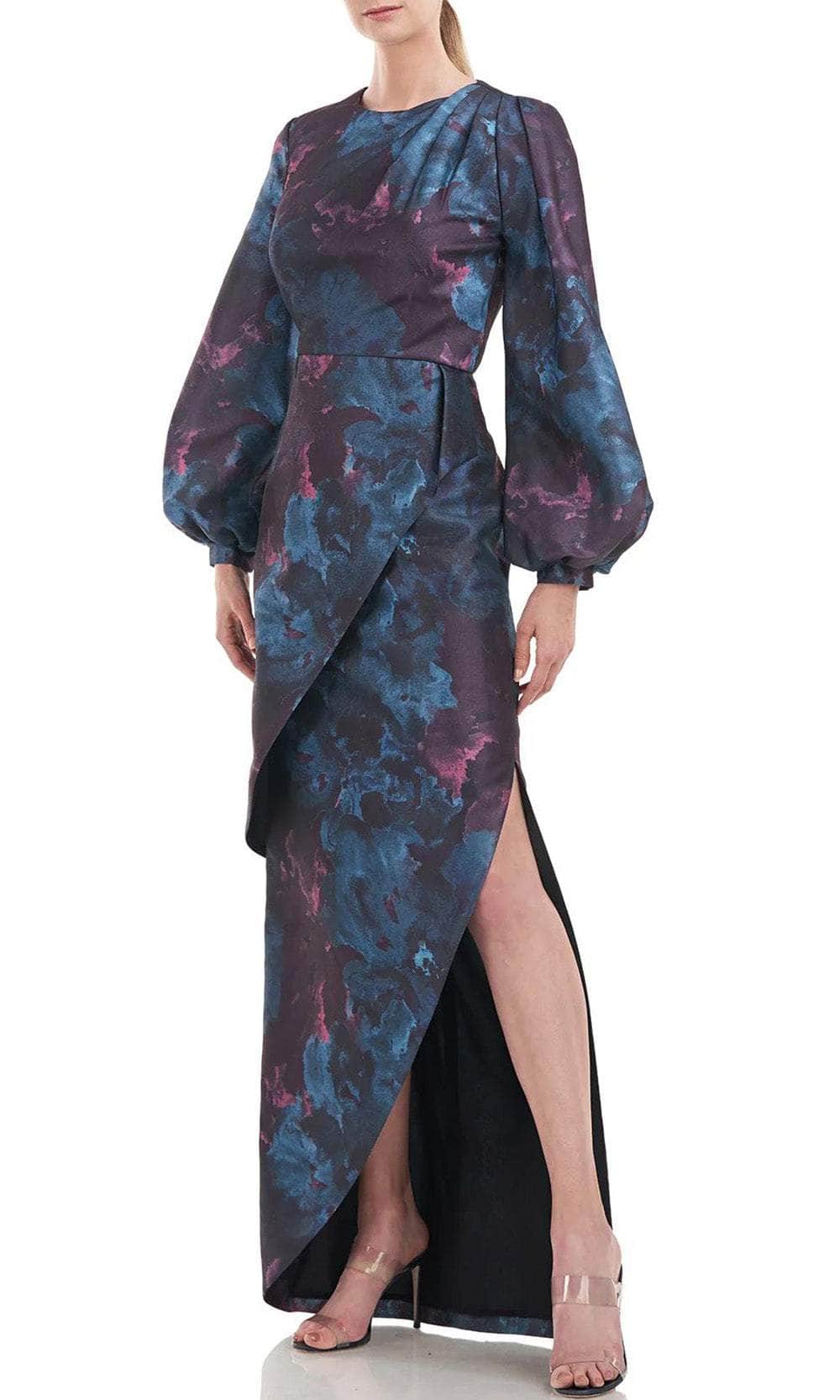Image of Kay Unger 5518784 - Long Sleeve Floral Long Dress