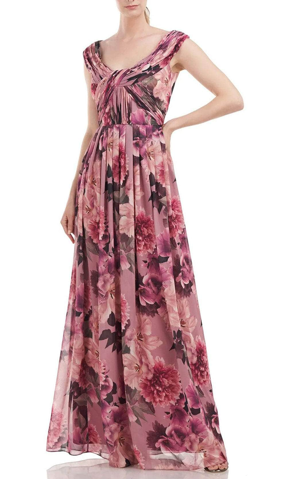 Image of Kay Unger 5518984 - Scoop Neck Printed Evening Dress