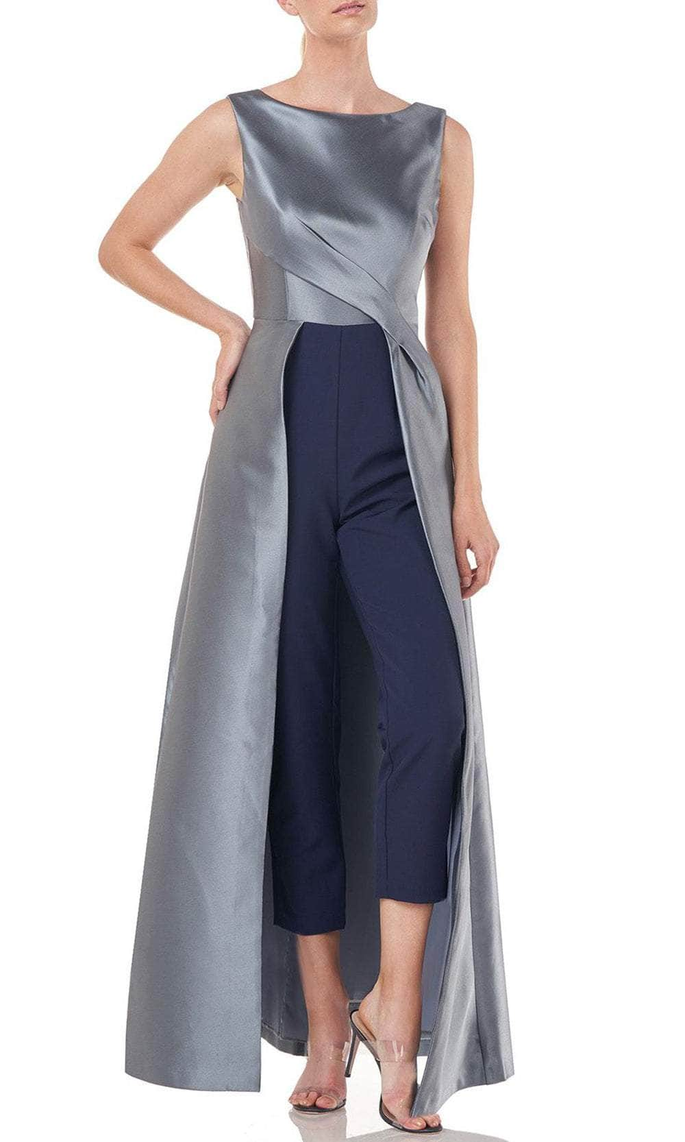 Image of Kay Unger 5545199 - Bateau Neck Jumpsuit with Overskirt