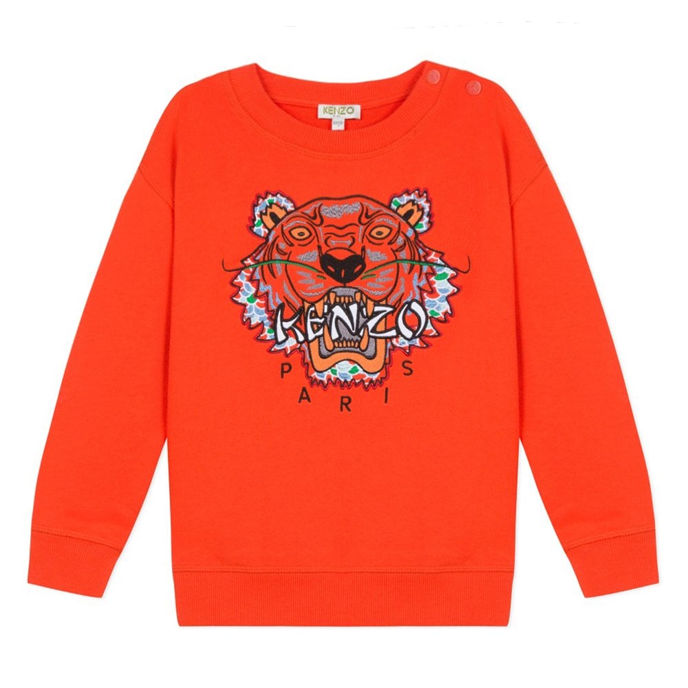 Image of Kenzo Baby Boys Tiger Print Sweatshirt Orange 6M
