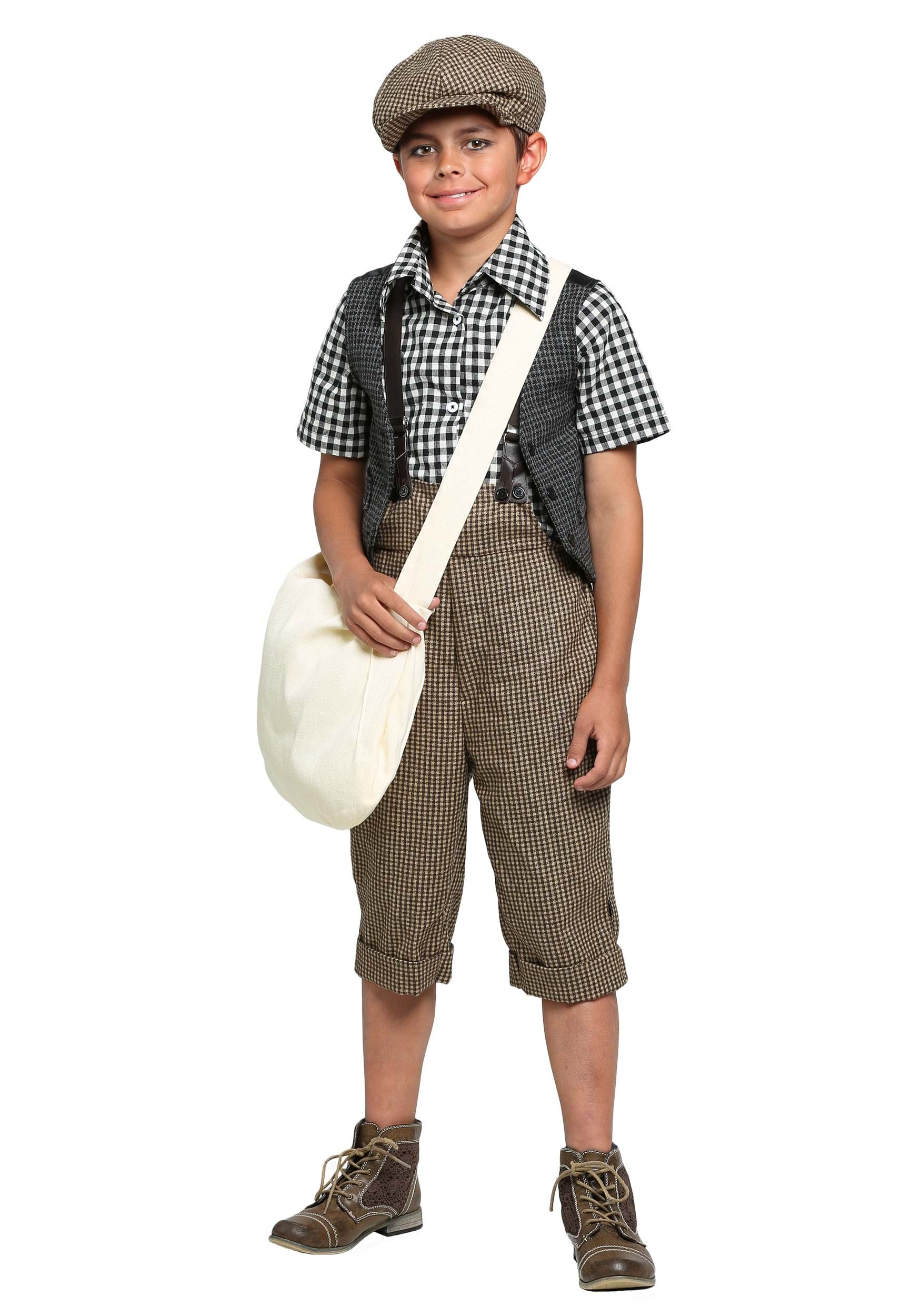 Image of Kid's 20s Newsie Costume | Exclusives | Made By Us ID FUN3201CH-M