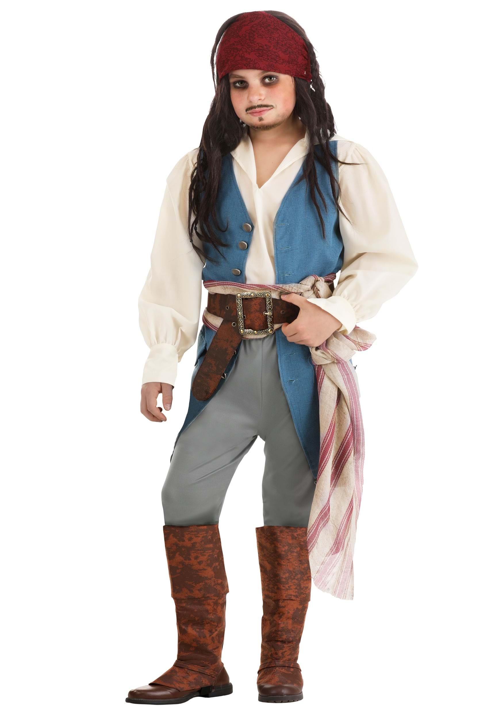 Image of Kid's Captain Jack Sparrow Costume | Disney Costumes ID FUN1899CH-2XL