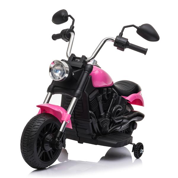 Image of Kids Electric Ride On Motorcycle With Training Wheels 6V - Pink