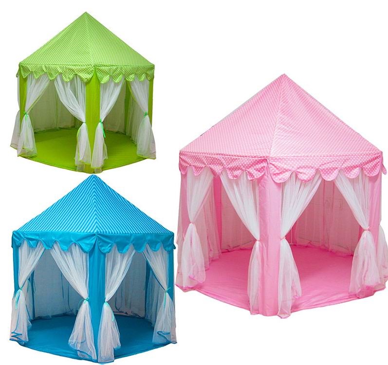 Image of Kids Play Tents Prince and Princess Party Tent Children Indoor Outdoor tent Game House Three Colors with 1M LED Light