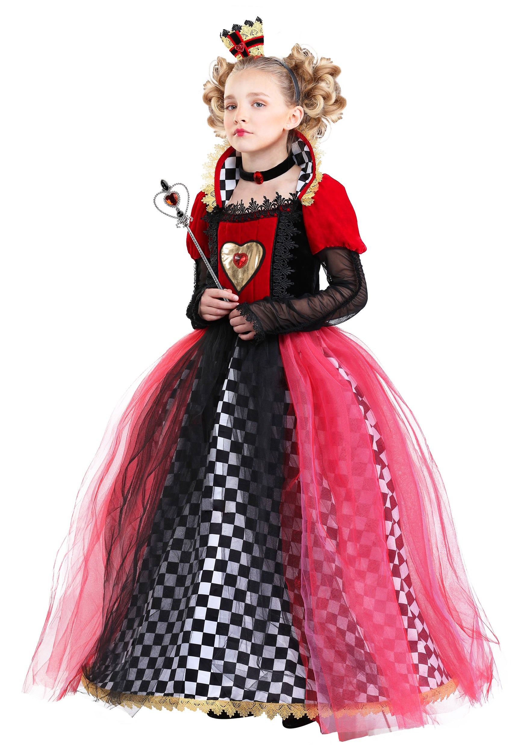 Image of Kid's Ravishing Queen of Hearts Costume | Queen Costumes ID FUN6696CH-XL