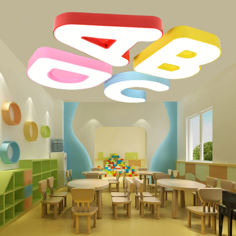 Image of Kindergarten early education center classroom cartoon led ceiling lights creative letters study lamp children room dining room Lighting