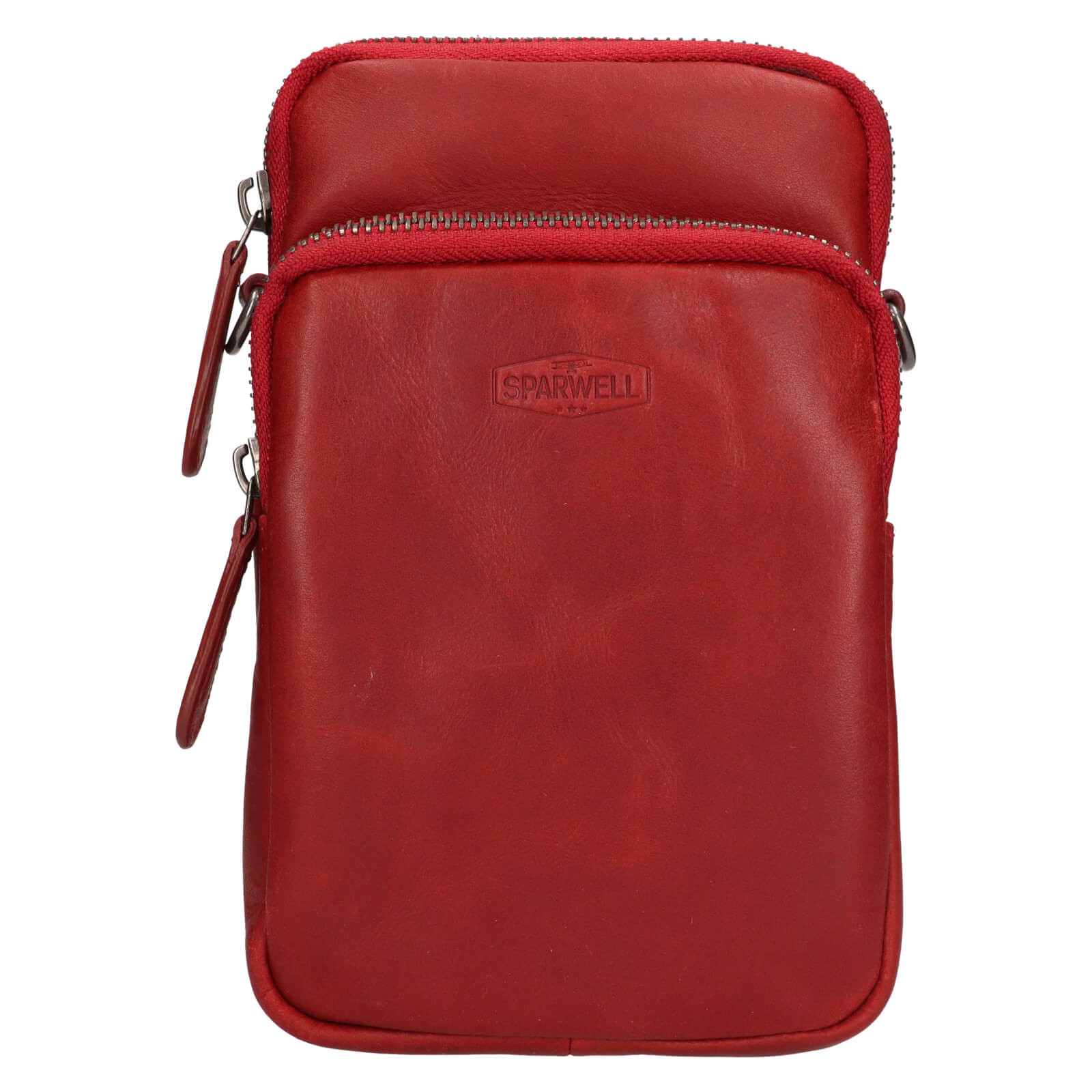 Image of Kožená taška na mobil a doklady Sparwell Ajax - červená CZ