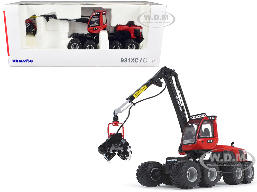 Image of Komatsu 931XC3 Harvester Red and Black 1/32 Diecast Model by First Gear