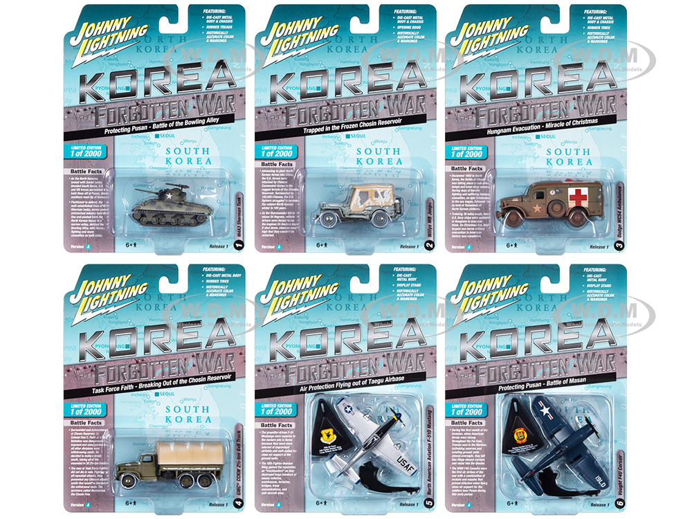 Image of "Korea The Forgotten War" Military Set A of 6 pieces 2023 Release 1 Limited Edition to 2000 pieces Worldwide Diecast Models by Johnny Lightning