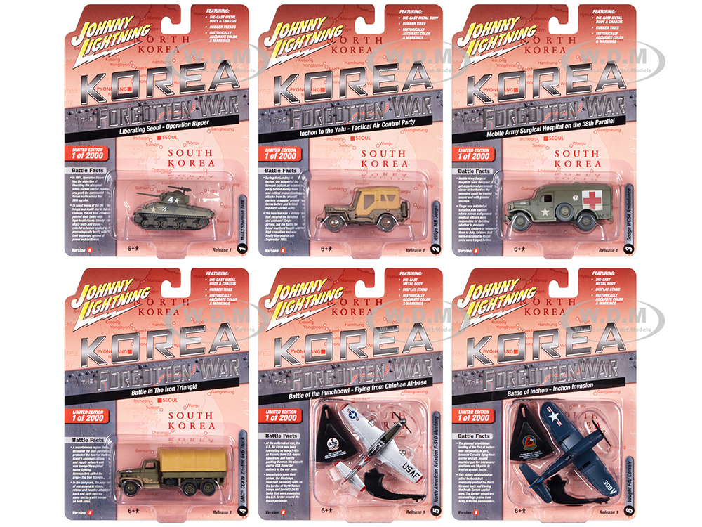 Image of "Korea The Forgotten War" Military Set B of 6 pieces 2023 Release 1 Limited Edition to 2000 pieces Worldwide Diecast Models by Johnny Lightning