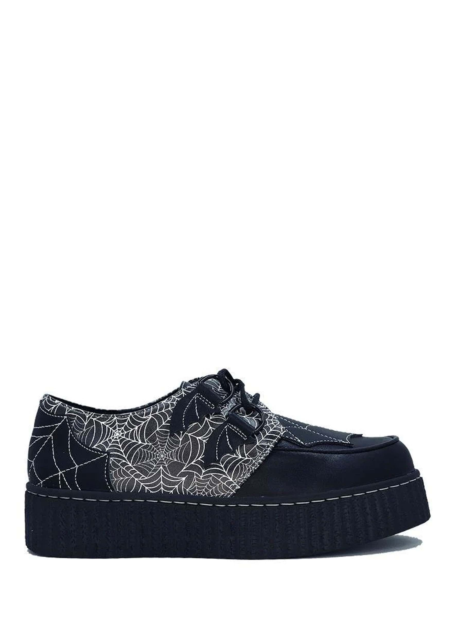 Image of Krypt Spiderweb Creeper Shoes for Women ID SVKRYPTSPIDERWEB-BK-6