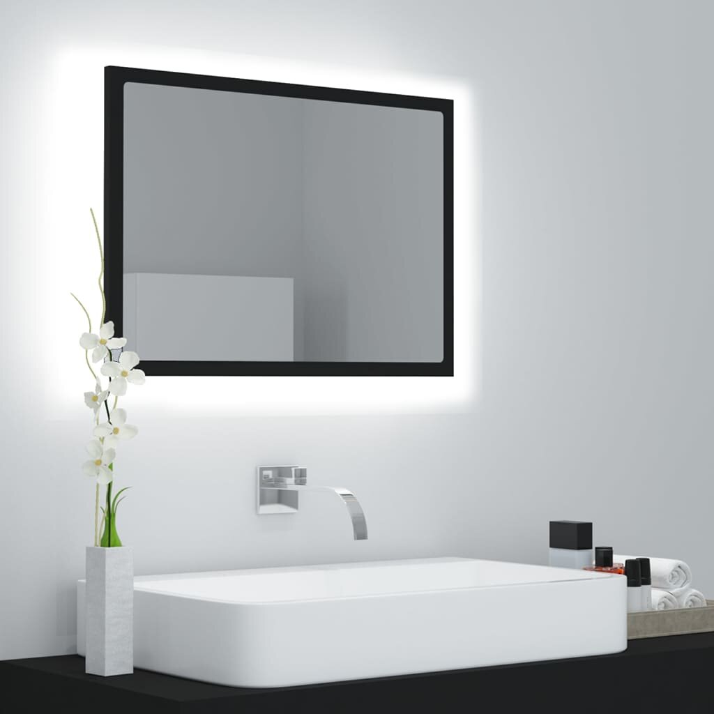 Image of LED Bathroom Mirror Black 236"x33"x146" Chipboard