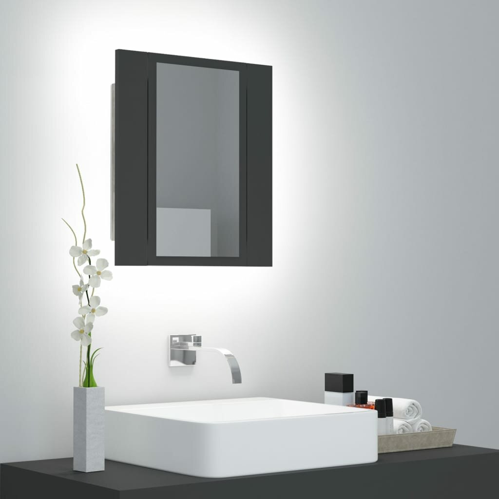 Image of LED Bathroom Mirror Cabinet Gray 157"x47"x177"