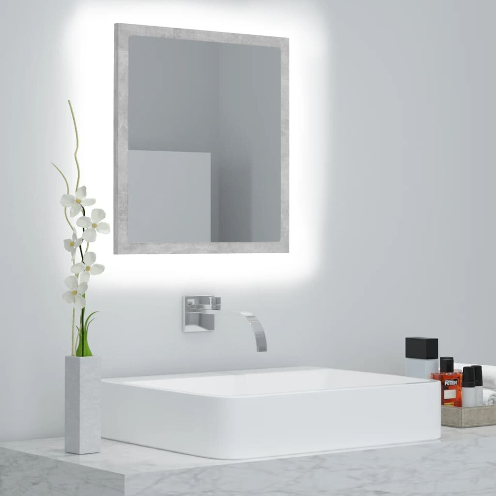 Image of LED Bathroom Mirror Concrete Gray 157"x33"x146" Chipboard