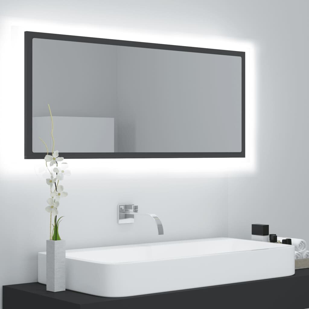 Image of LED Bathroom Mirror Gray 394"x33"x146" Chipboard